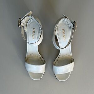 Prada Women's Cream Heeled Sandals